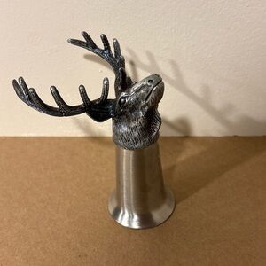 Jaegermeister Stag Deer Head Jigger Pewter Shot Stainless Horns Buck Barware 4”